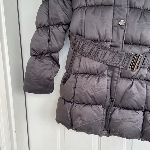 COOGI Puffer Longline Belted Coat with Faux Fur Removable Hood Quilted Jacket - Picture 4 of 16